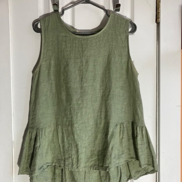 Francesca Bettini 100% Linen sleeveles  top/ Green. Size small - Picture 3 of 9